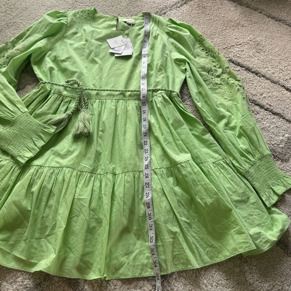 Cami Nyc Carolina Dress Neo Mint cotton poplin mini long sleeve XL new - Picture 10 of 16